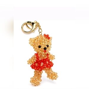 NATASHA TEDDY BEAR -IN RED DRESS-  BAG CHARM/ KEYRING  Height 3.5inch